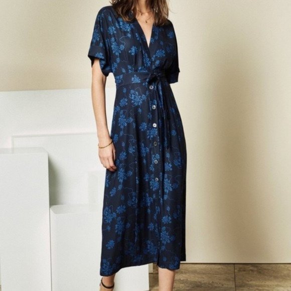 Equipment Dresses & Skirts - Equipment Nauman Blue Floral Midi Dress 12